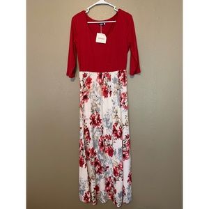 NWT red and white maxi dress